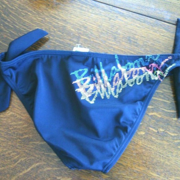 Swimwear Billabong Bikini Bottom Size Small Black Hot Lowrider Tassel Bows Women - Picture 12 of 16